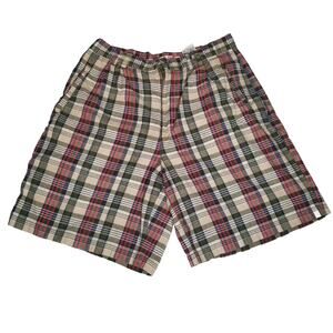 Vtg 80s Bugle Boy Collection Her Plaid Mom Shorts size 12 High Waist Preppy